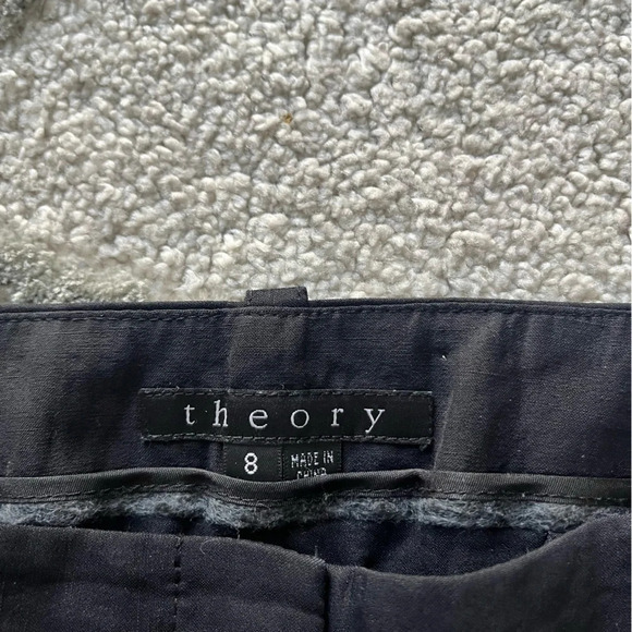 Theory black pants straight leg trouser linen blend 8 - Picture 2 of 8